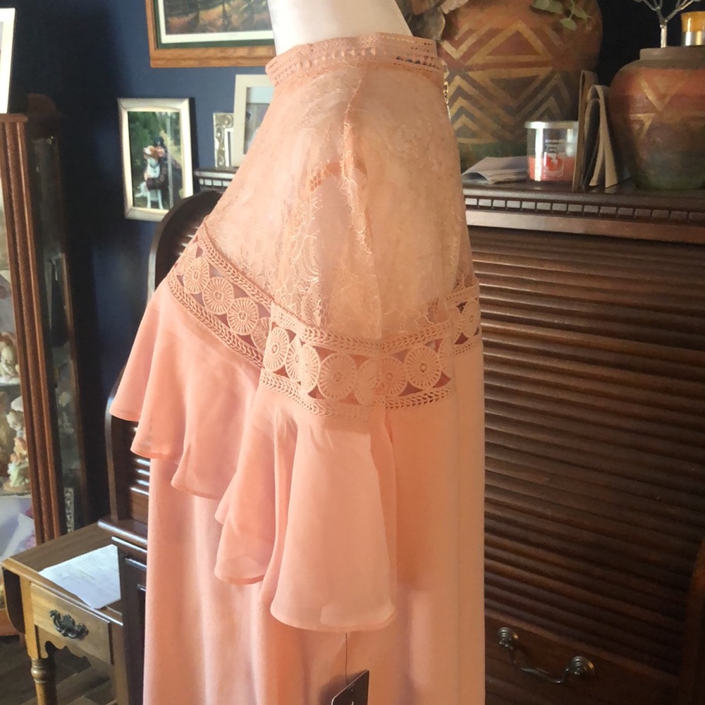 Express Peach Lace Midi Dress - Picture 14 of 15